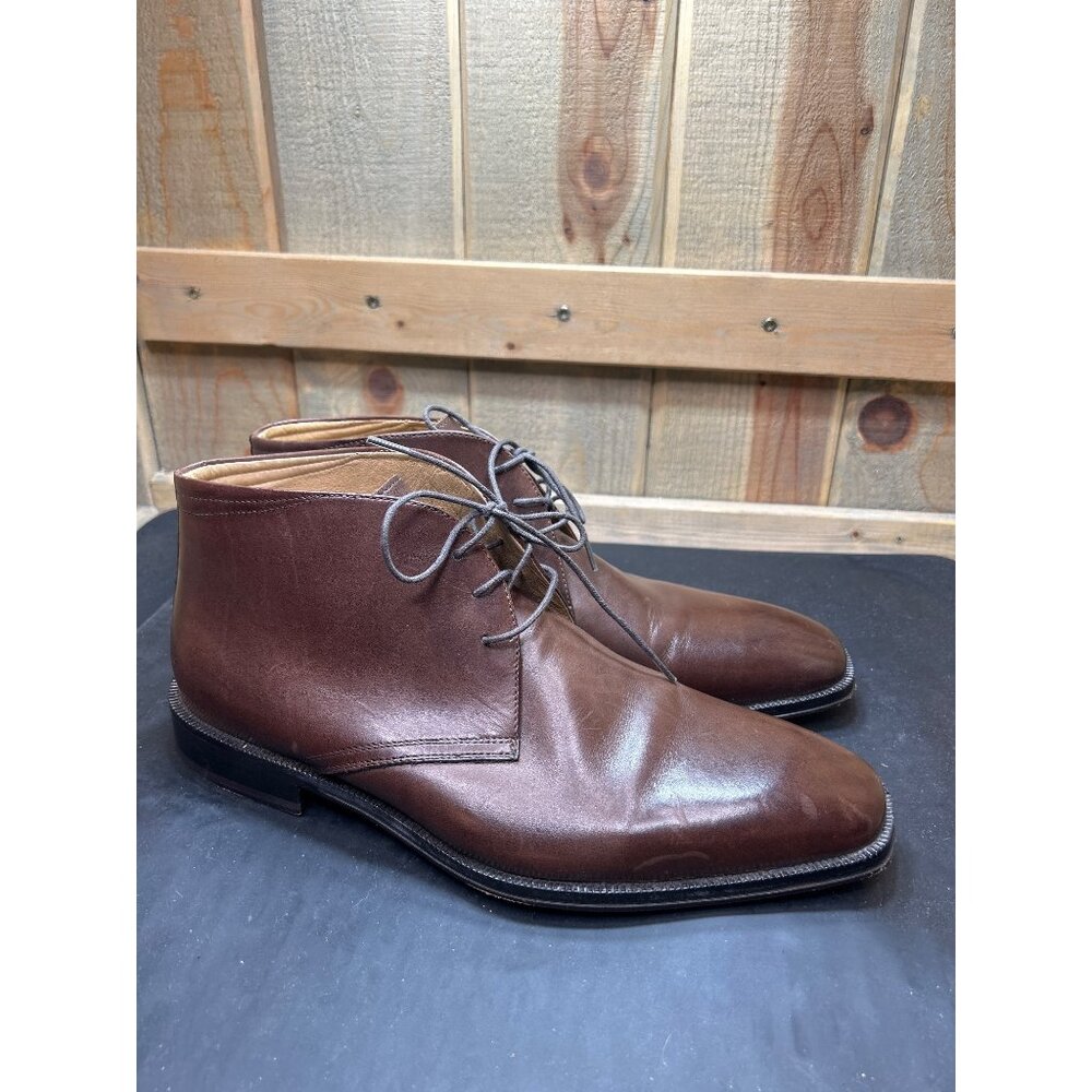 Johnston & Murphy Mens Brown Leather Chukka Boots 10.5 Dress Shoes
